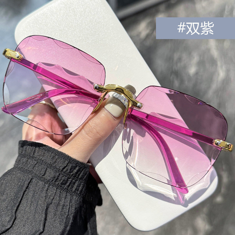 Wholesale Frameless Cut Edge Trendy Fashion Anti-ultraviolet Sunglasses